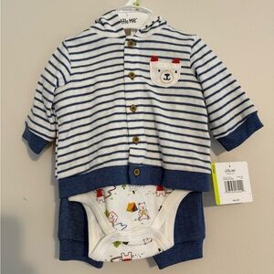 NWT LITTLE ME Blue Cardigan Set